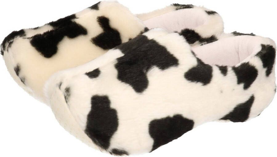 Pluche klompen pantoffels sloffen met koeien print voor kinderen Koeienvlekken klompsloffen klomppantoffels