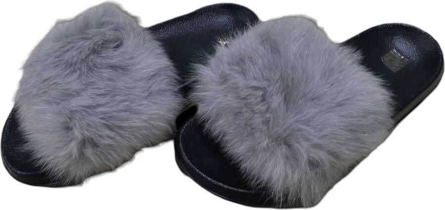 Pluche Pantoffels Dames Sloffen Zwart Anti-slip Comfeet