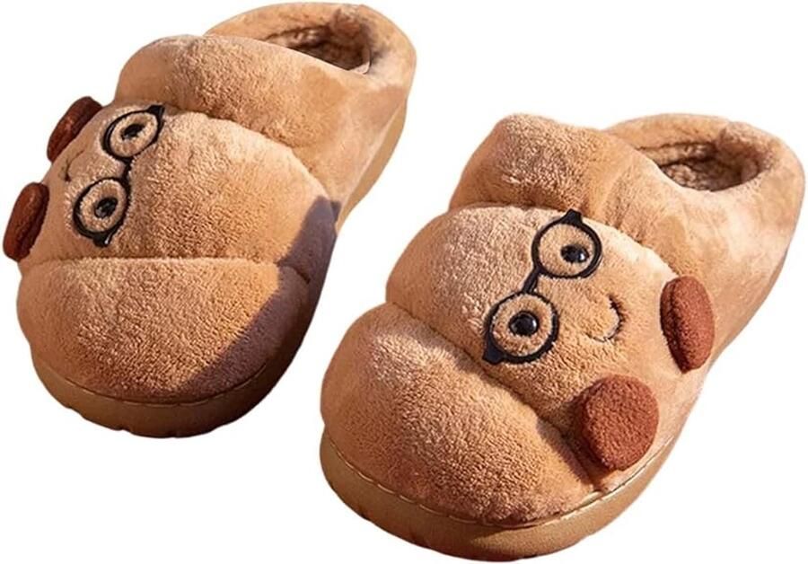 Pluche pantoffels met croissantmotief voor koppels Antislip pantoffels voor de slaapkamer Leuke warme winterschoenen voor binnen Zachte pantoffels voor thuis Geschikt voor koppels voor thuisgebruik
