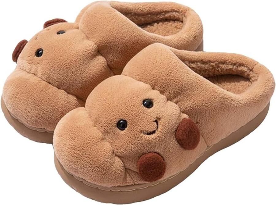 Pluche pantoffels met croissantmotief voor koppels Antislip pantoffels voor de slaapkamer Leuke warme winterschoenen voor binnen Zachte pantoffels voor thuis Geschikt voor koppels voor thuisgebruik