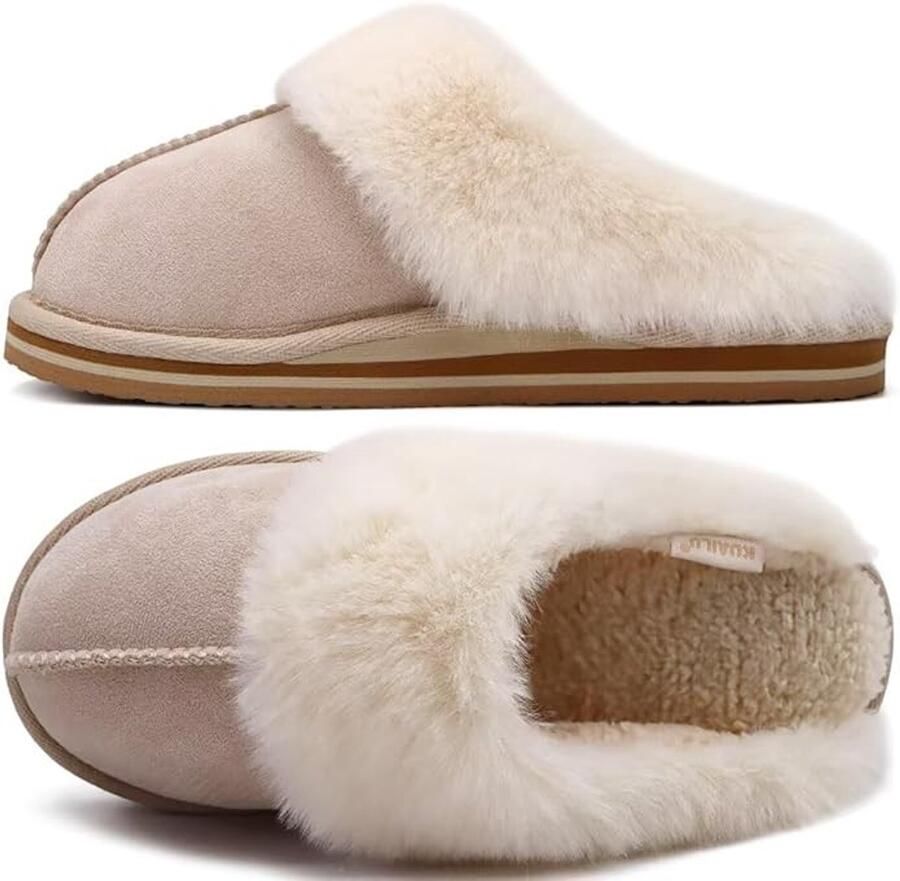 Pluche pantoffels met memory foam voetbed Warme antislip huisschoenen voor dames