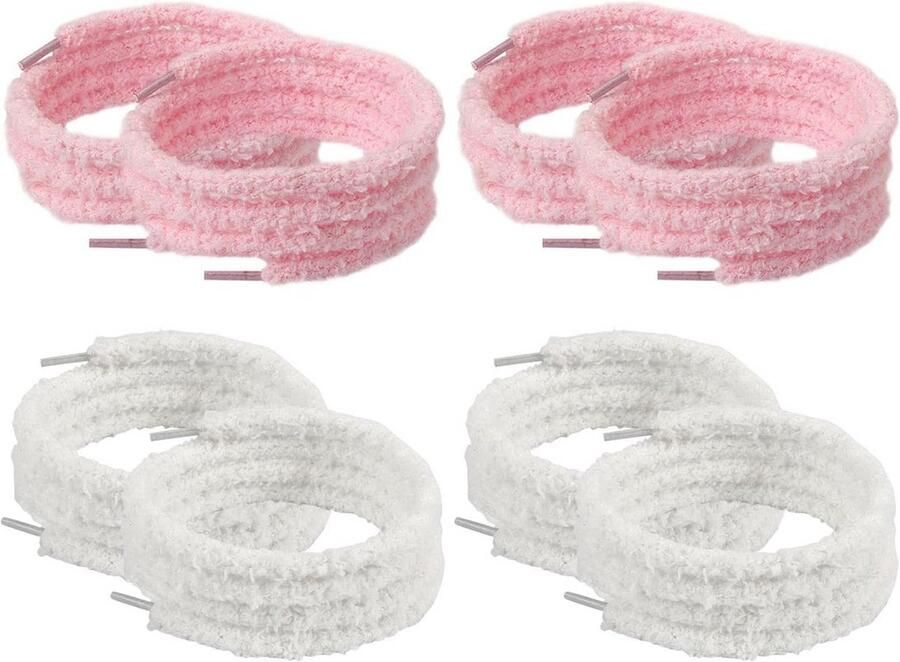 Pluche Schoenveters 4 Paar Wit Zachte en Decoratieve Accessoires