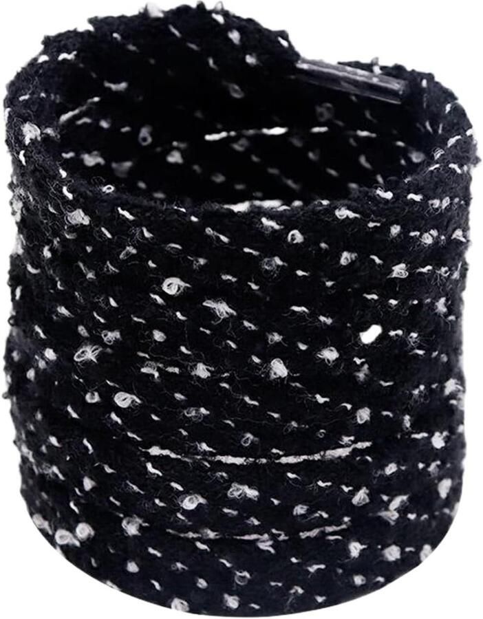 Pluche Schoenveters Harige Platte Veters Schoenen Personaliseren Boucle Garen Materiaal Zwart Wit