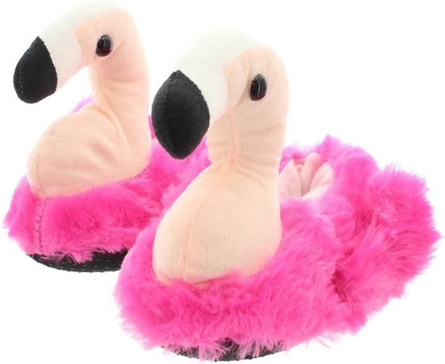 Pluche Slippers Fluffy Flamingo Design Antislip Zolen Zacht Voering Kunststof Buitenkant Kunststof Binnenkant Huispantoffels
