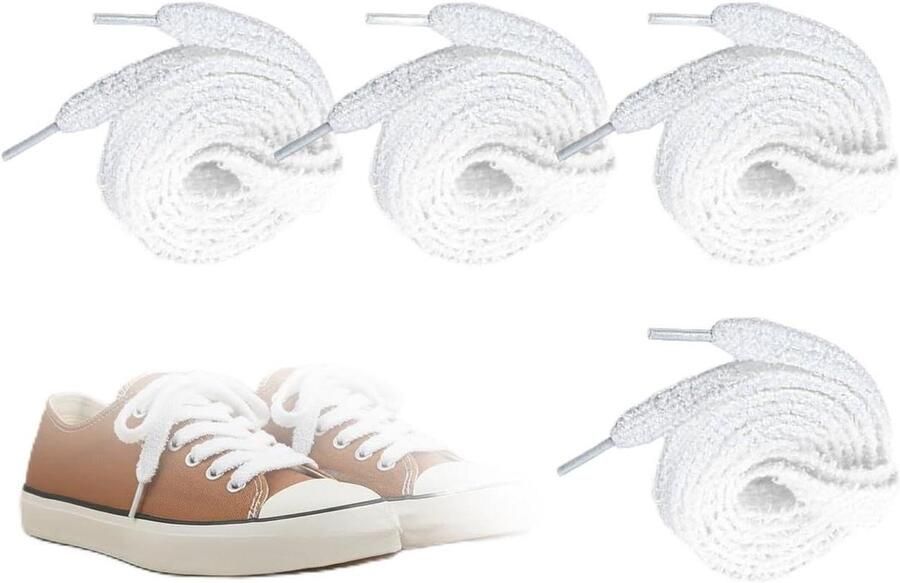 Pluche Veters Fluffy Lint Schoenen Personaliseren Zacht Suède Oppervlak 120 en Wit