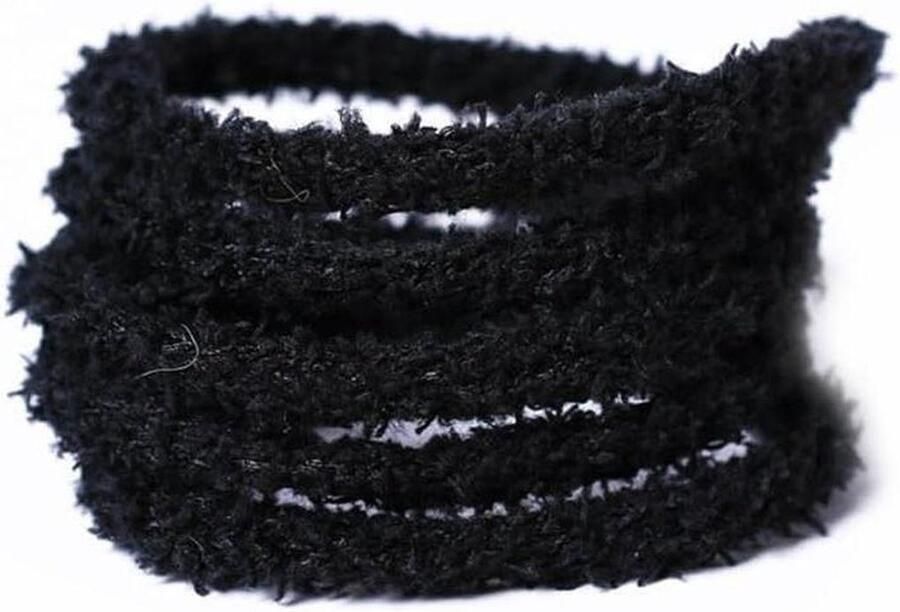 Pluche Veters Fuzzy Laces Schoenen Versieren Ronde Pluche Stof Zwart