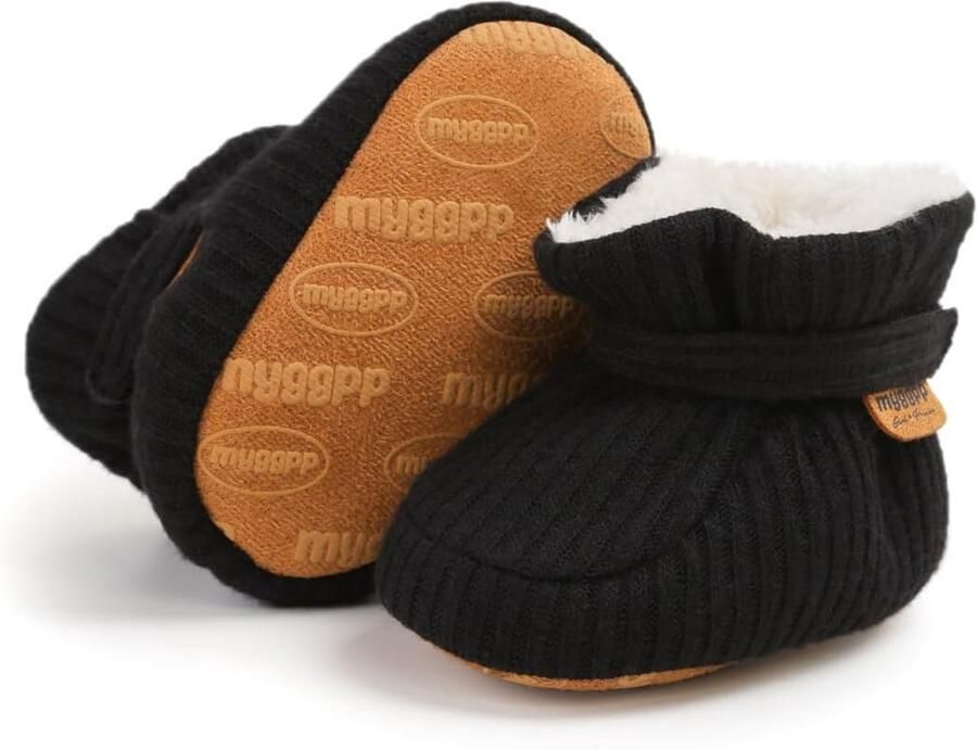 Pluchen Baby Snowboots met Strik Warme Fleece Anti-Slip Peuterslaarzen