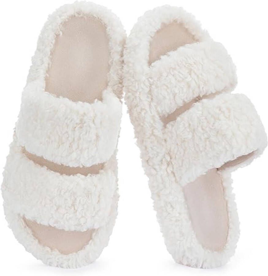 Pluffie Chic Open Teen Pantoffels van Kunstbont met Memory Foam voor Dames Comfortabele Huisschoenen voor Binnen en Buiten Europese