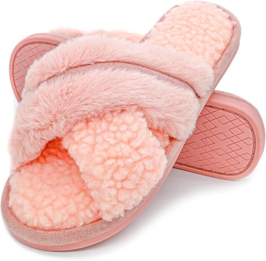 Dames Slippers Kruisband Open Teen met Memory Foam en Antislip Zool