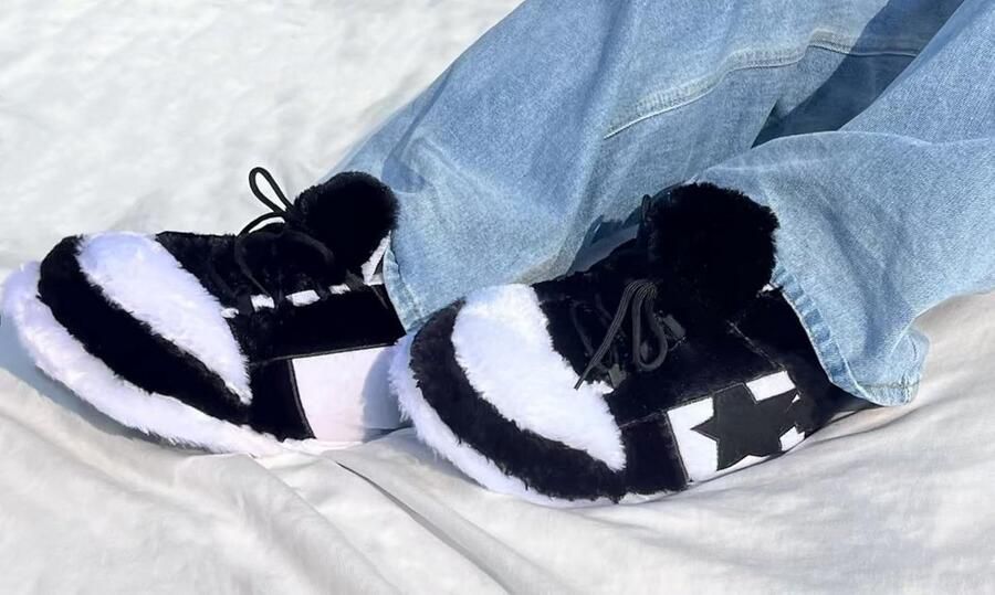 Pluizige Fun Pantoffels met Memory Foam Comfortabele Instapslippers voor Binnen