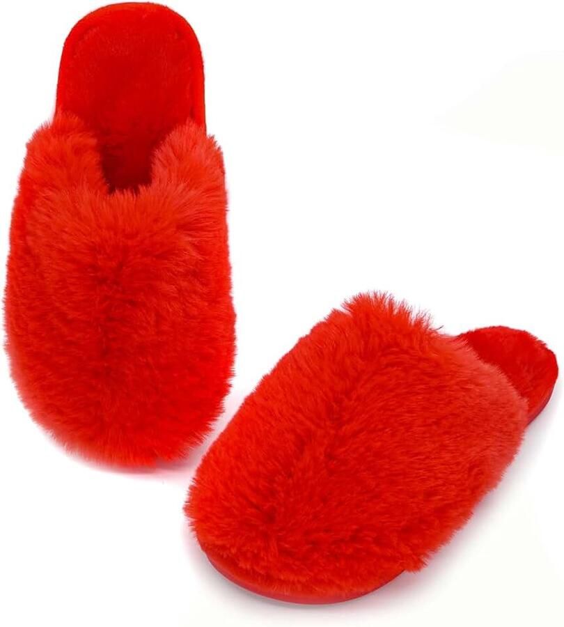 Pluizige huispantoffels voor dames van imitatiebont traagschuim winterpantoffels instappers warme pantoffels voor volwassenen