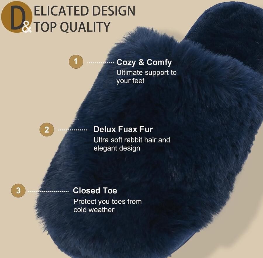 Pluizige huispantoffels voor dames van imitatiebont traagschuim winterpantoffels instappers warme pantoffels voor volwassenen