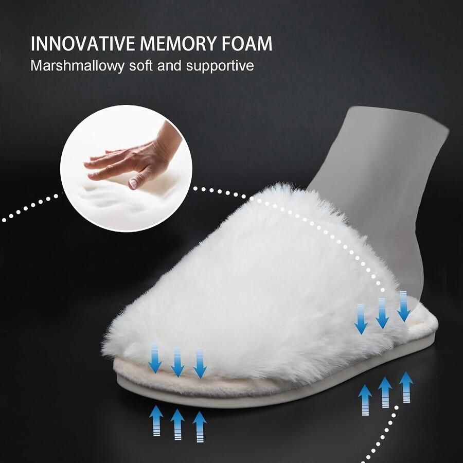 Pluizige huispantoffels voor dames van imitatiebont traagschuim winterpantoffels instappers warme pantoffels voor volwassenen