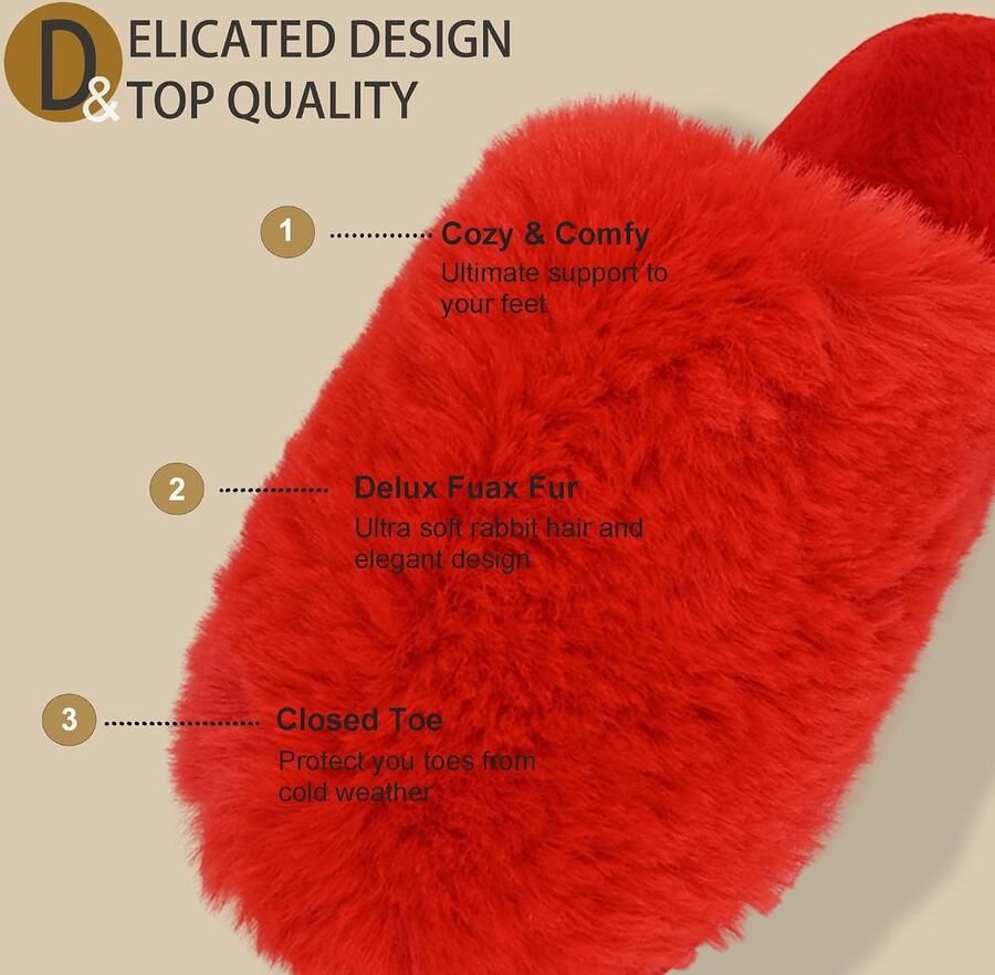 Pluizige huispantoffels voor dames van imitatiebont traagschuim winterpantoffels instappers warme pantoffels voor volwassenen
