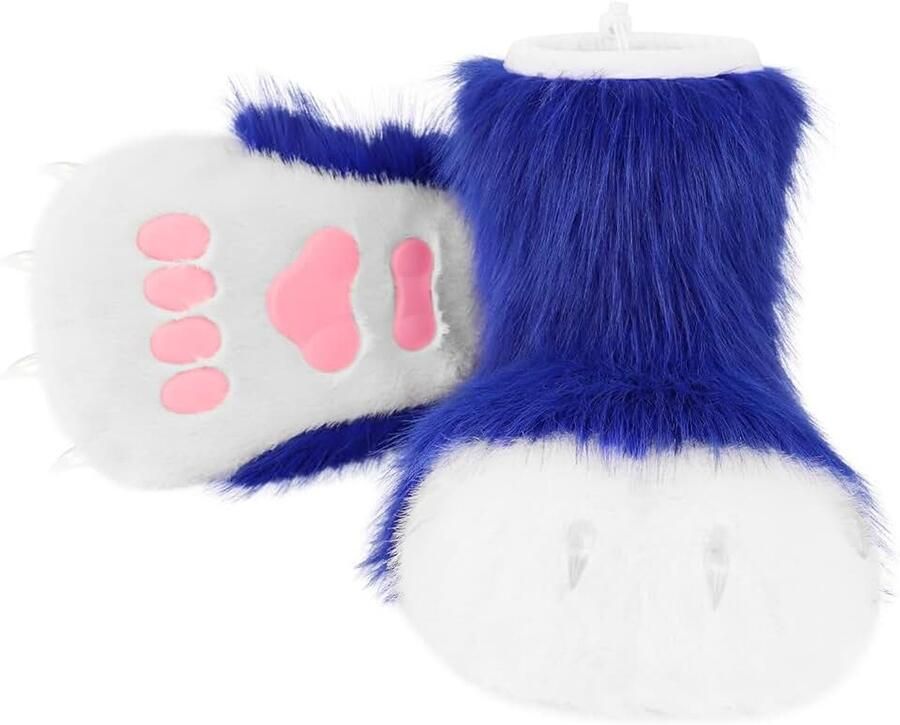 Pluizige pantoffels beer kat wolf hond vos bontpak voeten poot klauw schoenen harige laarzen kostuum accessoires voor volwassen kinderen