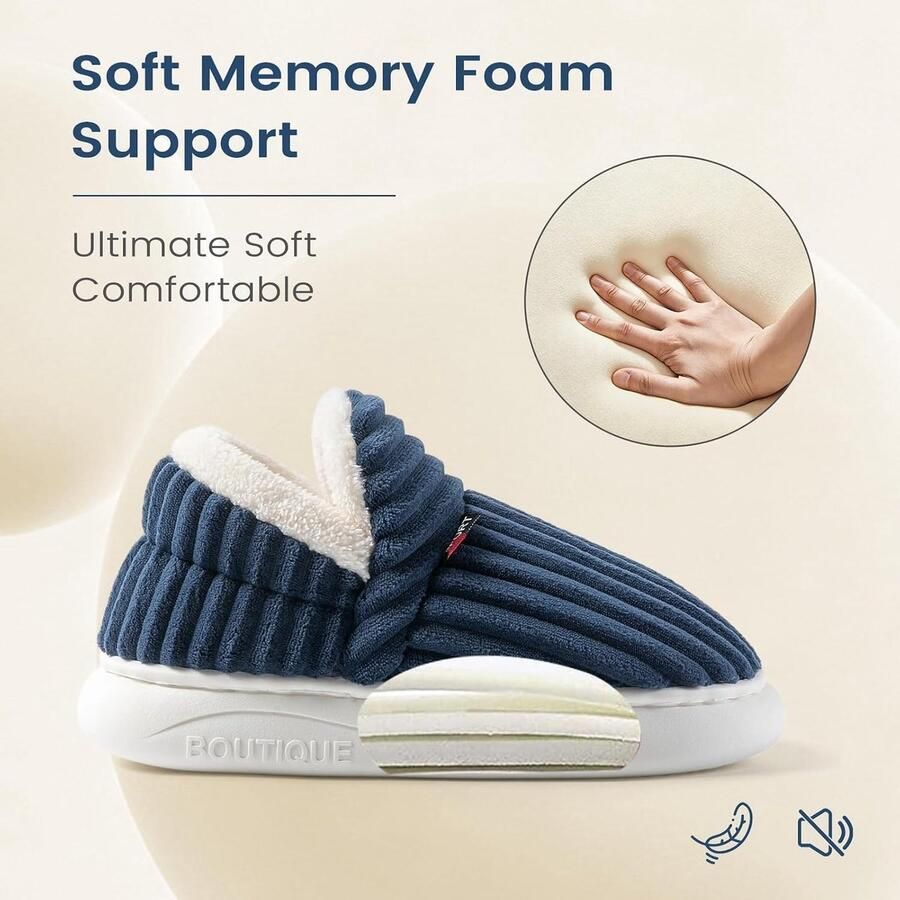 Pluizige Pantoffels Blauw 37 38 EU Pluche Warme Winterpantoffels Voor en