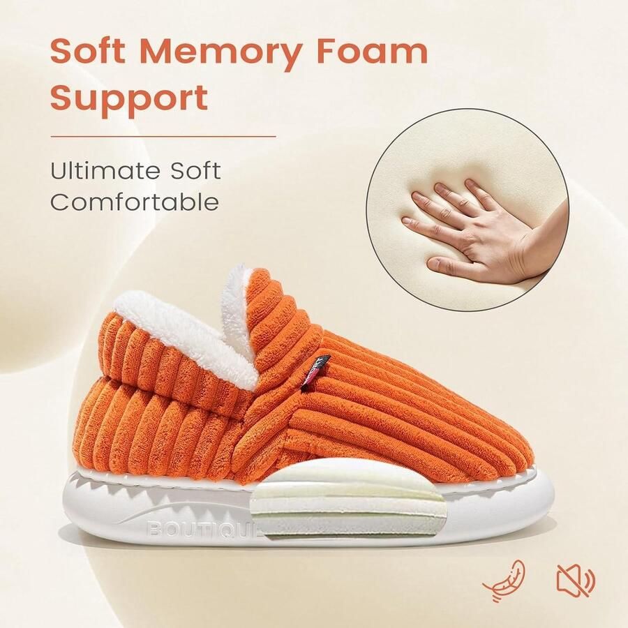 Pluizige Pantoffels Oranje 37 38 EU Pluche Warme Winterpantoffels Voor en