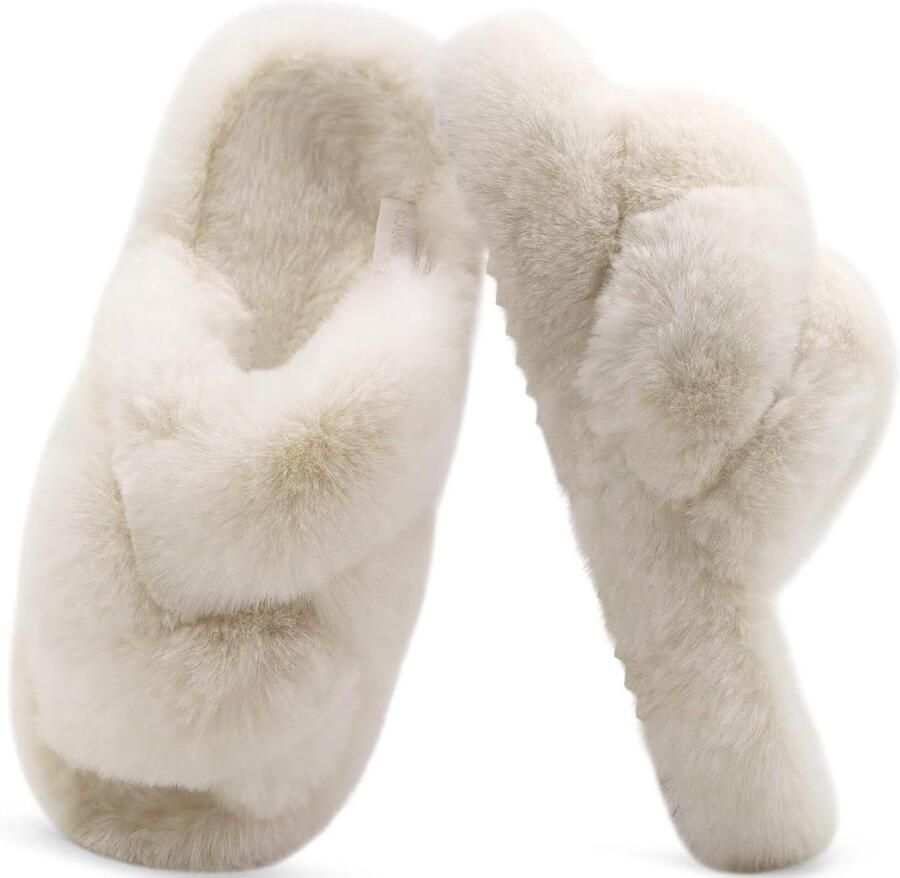 Pluizige Plateau Slippers Fuzzy Slides Comfortabel Huis Open Teen Design N.v.t. N.v.t