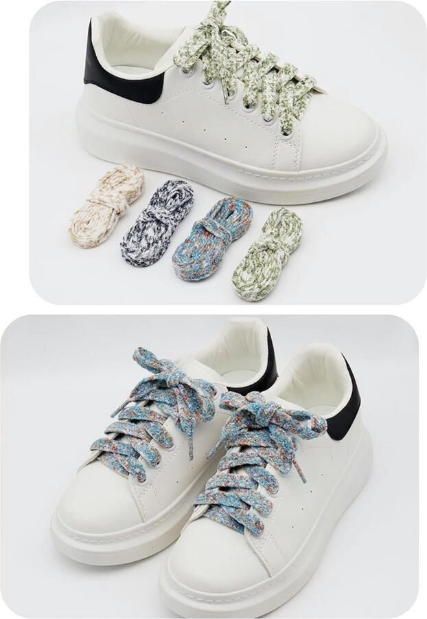 Pluizige Platte Schoenveters 2 Paar Zachte Pluche Veters voor Sneakers en Sportschoenen