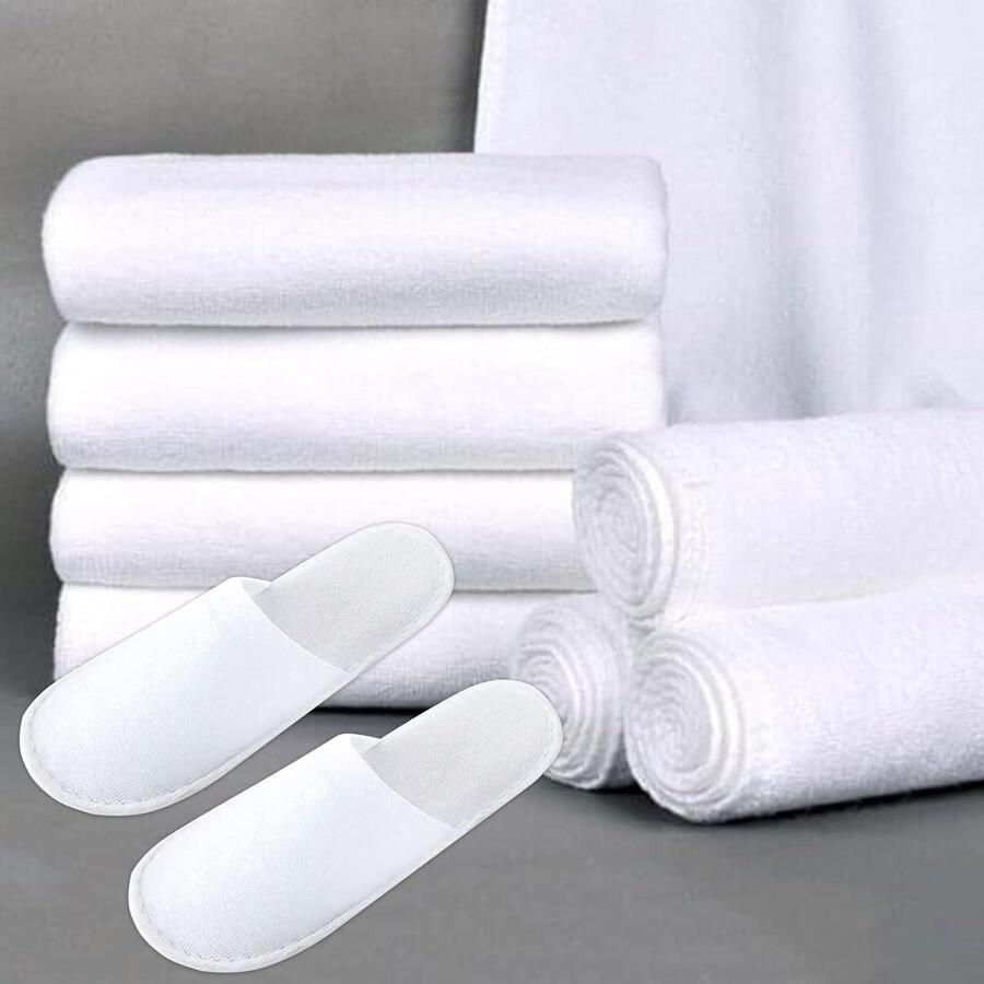 Plus Hotelslippers set 6 paar badstof witte pantoffels 36-42 Universal