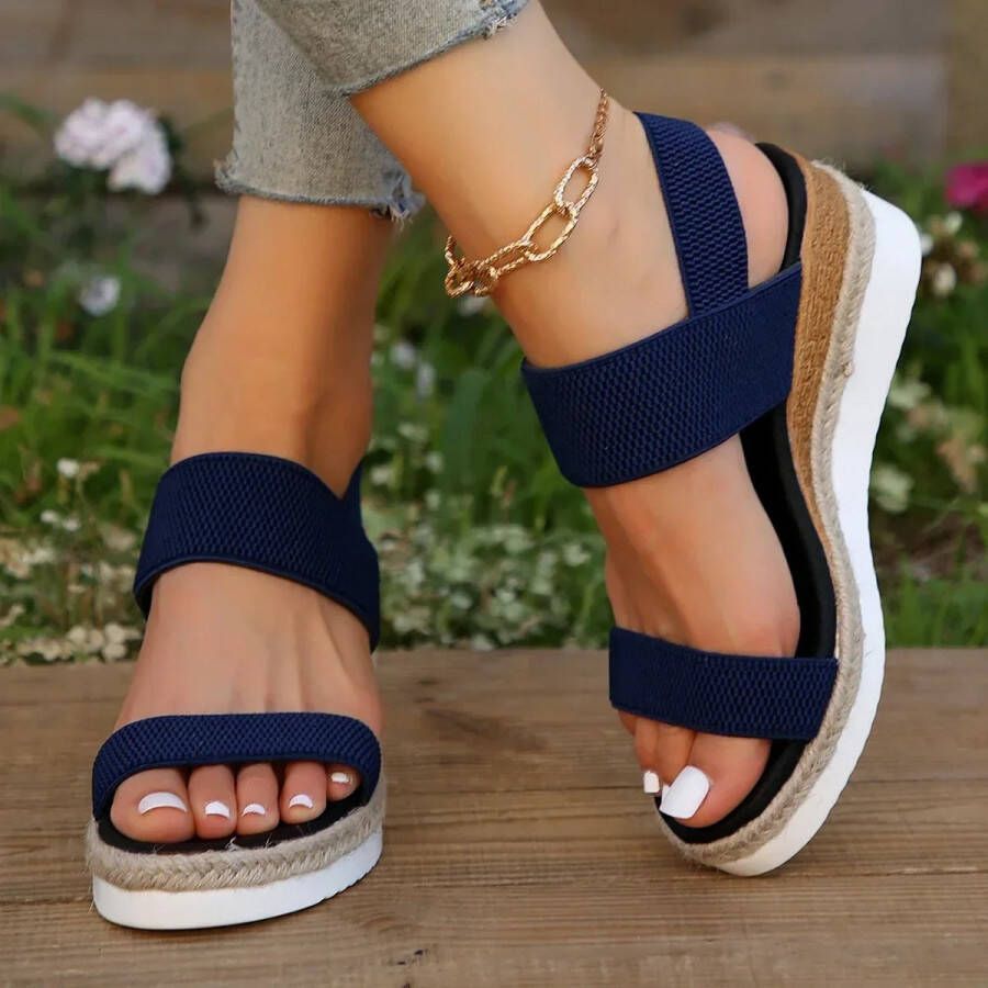 Plus Size Damessandalen 40 Zomer Casual Schoenen voor Vrouwen Comfortabele Antislip Wandelschoenen Slip-on Elastische Stof Vrouwelijke Comfort Schoenen Casual Sandalen Vrouwen Wandelschoenen voor Zomer