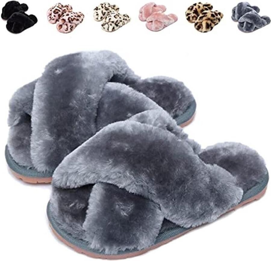 Plush Slippers voor Dames en Meisjes Zachte Comfortabele en Antislip Huisslippers