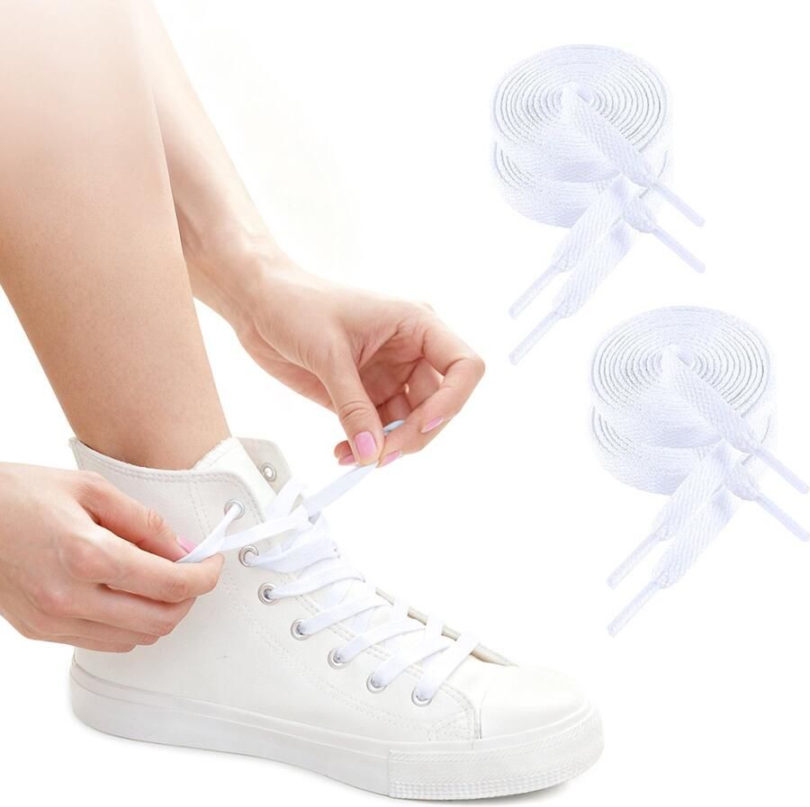 Polyester platte sneaker veters 8mm breed 4 veters sneakerveters hoogwaardige sportveters reserveonderdelen voor sportveters canvas witte schoenen sport en casualschoenveters