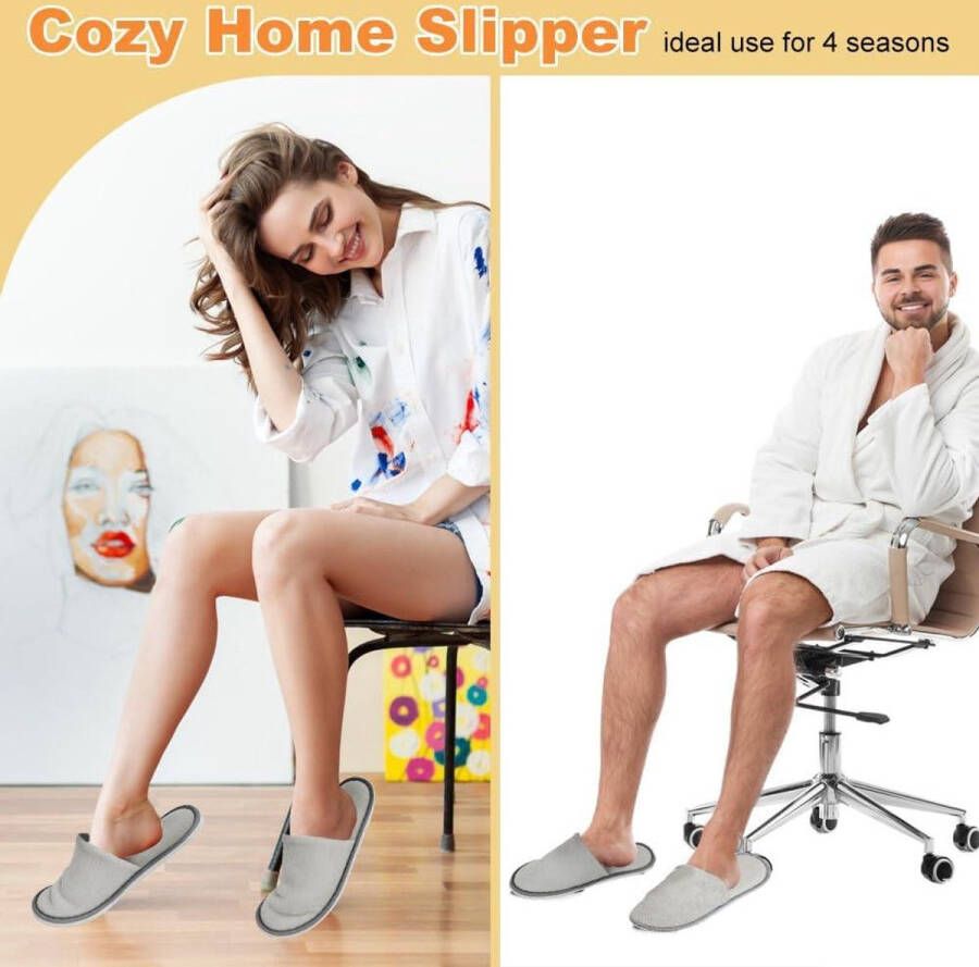 Portable Travel Slippers Herbruikbare Spa Pantoffels voor Gasten Licht Grijs