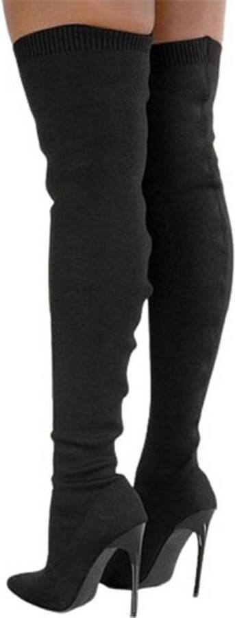 Prachtige zwarte Naaldhakken met hoge Kousen Erotische Laarzen met hoge Hakken| Sexy Laars Hak Hoog Tot aan de Knie Naaldhak Deluxe