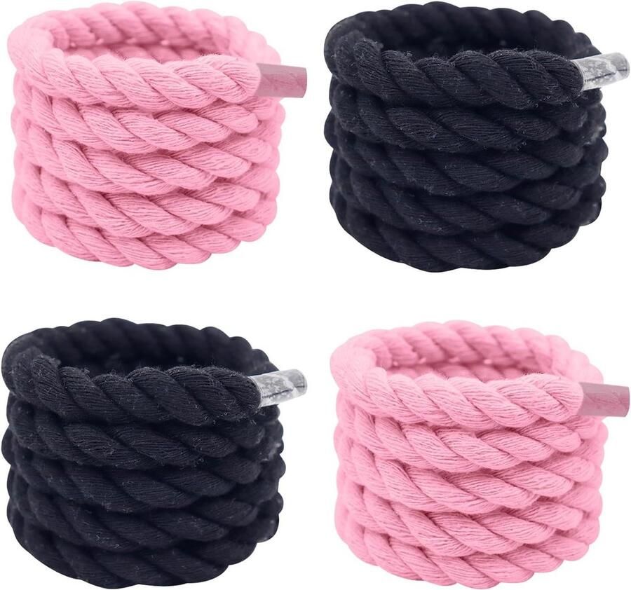 Premium 2 paar ronde veters voor sneakers zwart en roze 12 mm gymschoenen loopschoenen sportschoenen
