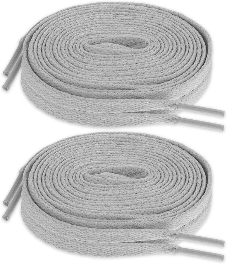 Premium 3 paar platte veters 8 mm breed in grijs voor sneakers sportschoenen en gymschoenen