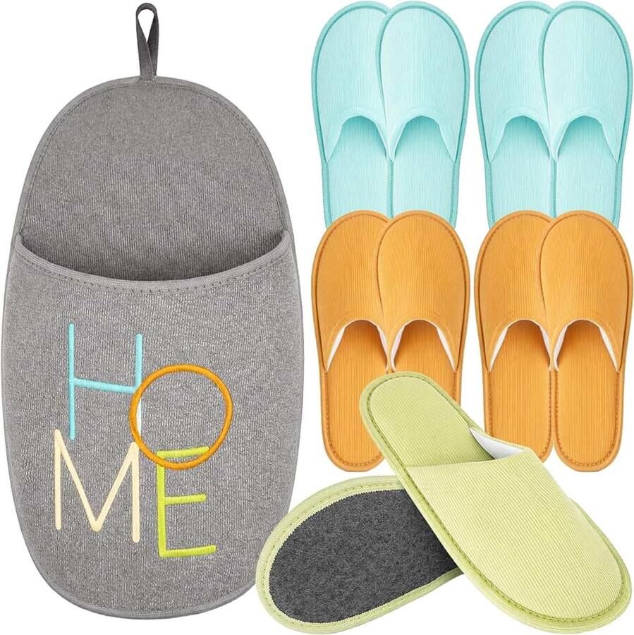 Premium Home Gastpantoffels Set Wasbare Gastenpantoffels Antislip 5 Paar Stijlvolle Pantoffels voor Gasten Comfortabele Bezoekersloffen Uniseks