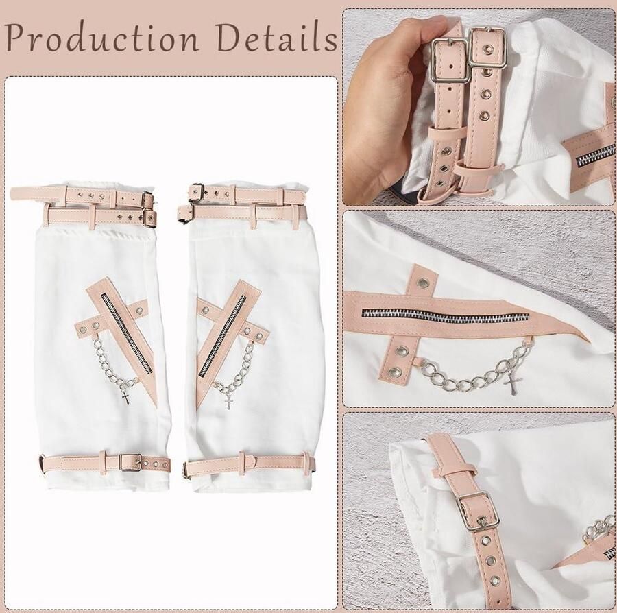 Premium Lange Sokken met Bandjes en Riemgespen Wit Gothic Punk Style Over de Knie Boot Covers Warmer voor Vrouwen in Streetwear en Rave Grunge Stijl