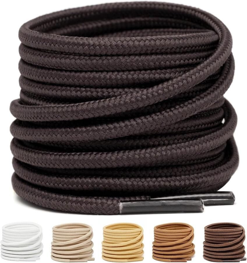 Premium ronde veters voor werkschoenen laarzen outdoorschoenen en sportschoenen 2 paar scheurbestendige vervangingsveters van polyester Ø3.5 en 4 mm