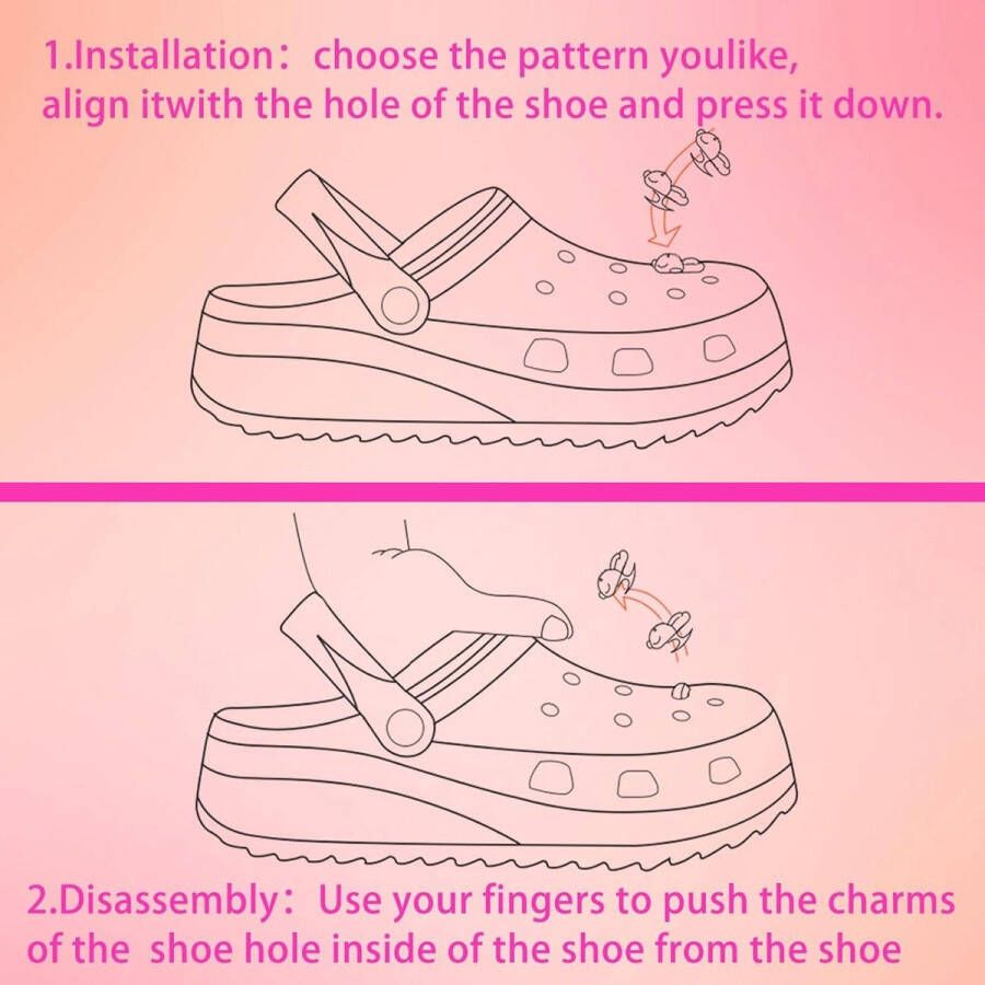 Premium Roze Schoenbedels Klompen Set van 74 Stuks Ideaal voor Schoendecoratie Meisjes en Vrouwen Accessoires voor Crocs Klompen