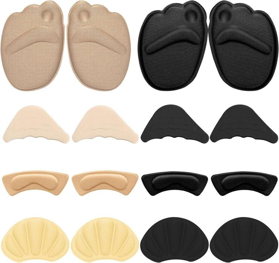 Premium Schoenenvuller 8 paar Hiel Grip Voering Verstelbare Kussen Pads Zachte Spons Voetbrace Zelfklevende Zool Schokabsorberend Sneakers Hoge Hak