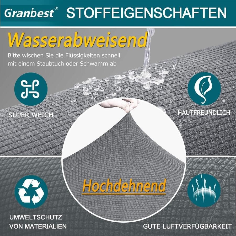 Premium Waterdichte bankovertrek highstretch jacquard stoelkussenbescherming bankstoelhoes voor bank (2-zits lichtgrijs)
