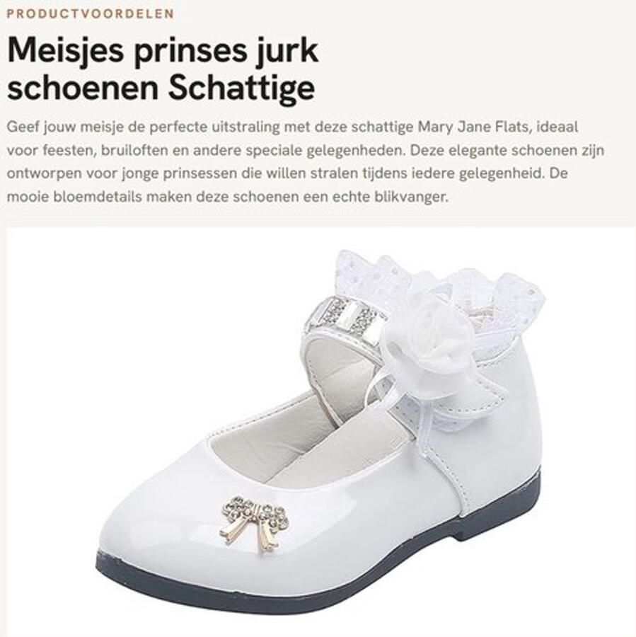 Prinses Jurk Schattig Meisjes Schoenen Mary Jane Flats Bloemenmeisje Bruiloft Feestoutfit