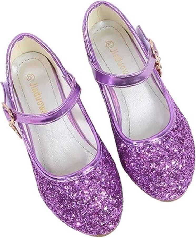 Prinsessen schoenen hakken meisje paars glitter binnen cm bij verkleedjurk
