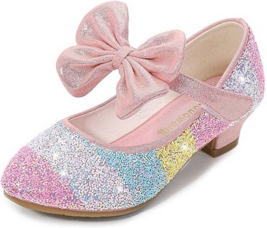 Prinsessen schoenen regenboog roze glitter binnen cm bij jurk verkleedkleding