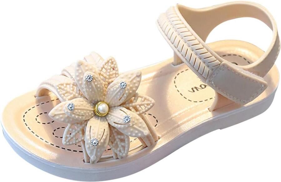 Prinsessen Sandalen Meisjes met Parels en Bloemen Feestschoenen Zomersandalen