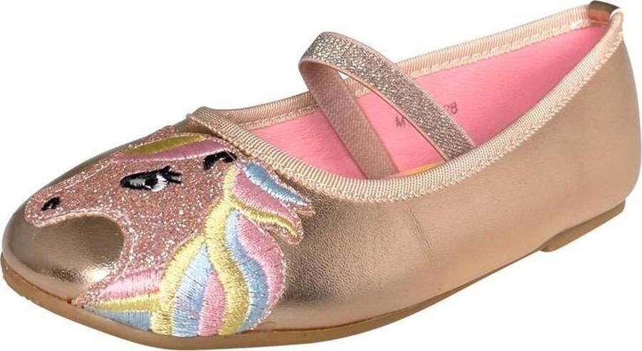 Prinsessen schoenen Eenhoorn schoenen ballerina Unicorn rosé goud binnen bij jurk