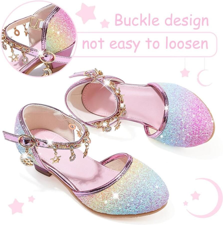 Prinsessenschoen voor meisjes pailletten kostuum hoge hak cosplay bruiloft Kerstmis verjaardag ceremonie feest danseressen ballerina's sandalen Crystal Bling