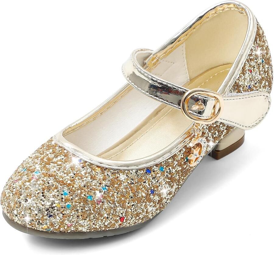 Prinsessenschoenen voor meisjes van pailletten ballerina's met hak glitter Mary Jane lage schoenen feestschoenen