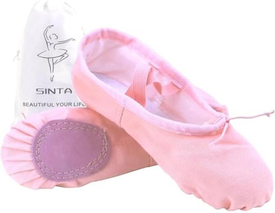 Professionele Balletschoenen voor Dans Yoga en Gymnastiek Platte Canvas Leren Zool voor Meisjes en Vrouwen Wit