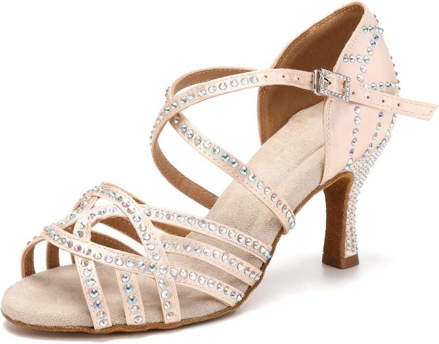 Professionele Dames Dansschoenen met Strass voor Salsa Bachata en Latijns