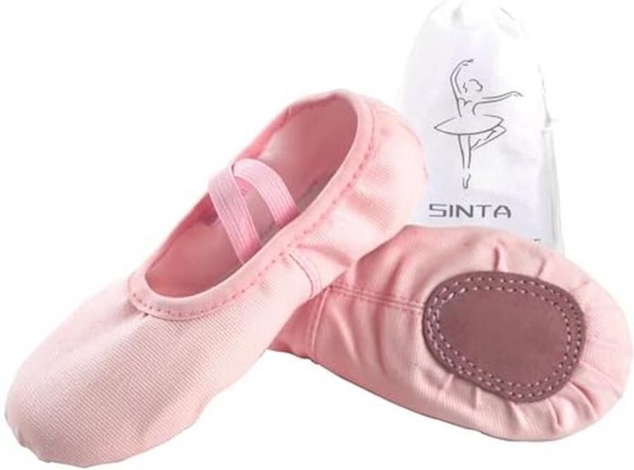 Professionele Dansschoenen voor Yoga en Gymnastiek Balletschoenen met Platte Canvas Leren Zool voor Meisjes en Vrouwen