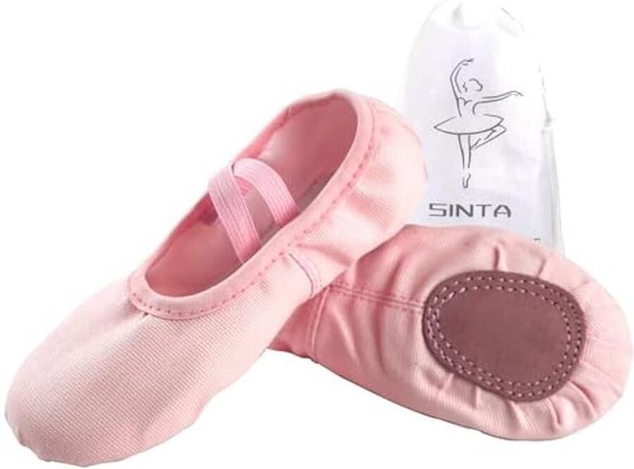 Professionele Dansschoenen voor Yoga en Gymnastiek Balletschoenen met Platte Canvas Leren Zool voor Meisjes en Vrouwen