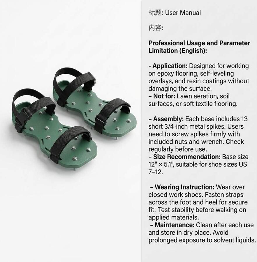 Professionele Schoenen voor Nagels met 25mm Spikes Ideaal voor Epoxy Vloeren en Coatings Groen (Set)