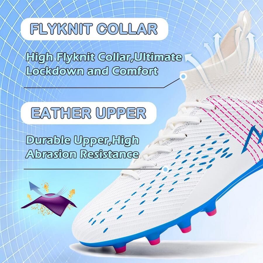 Professionele Voetbalschoenen Heren Hoge Band Sportschoenen voor Kunstgras en Wedstrijden